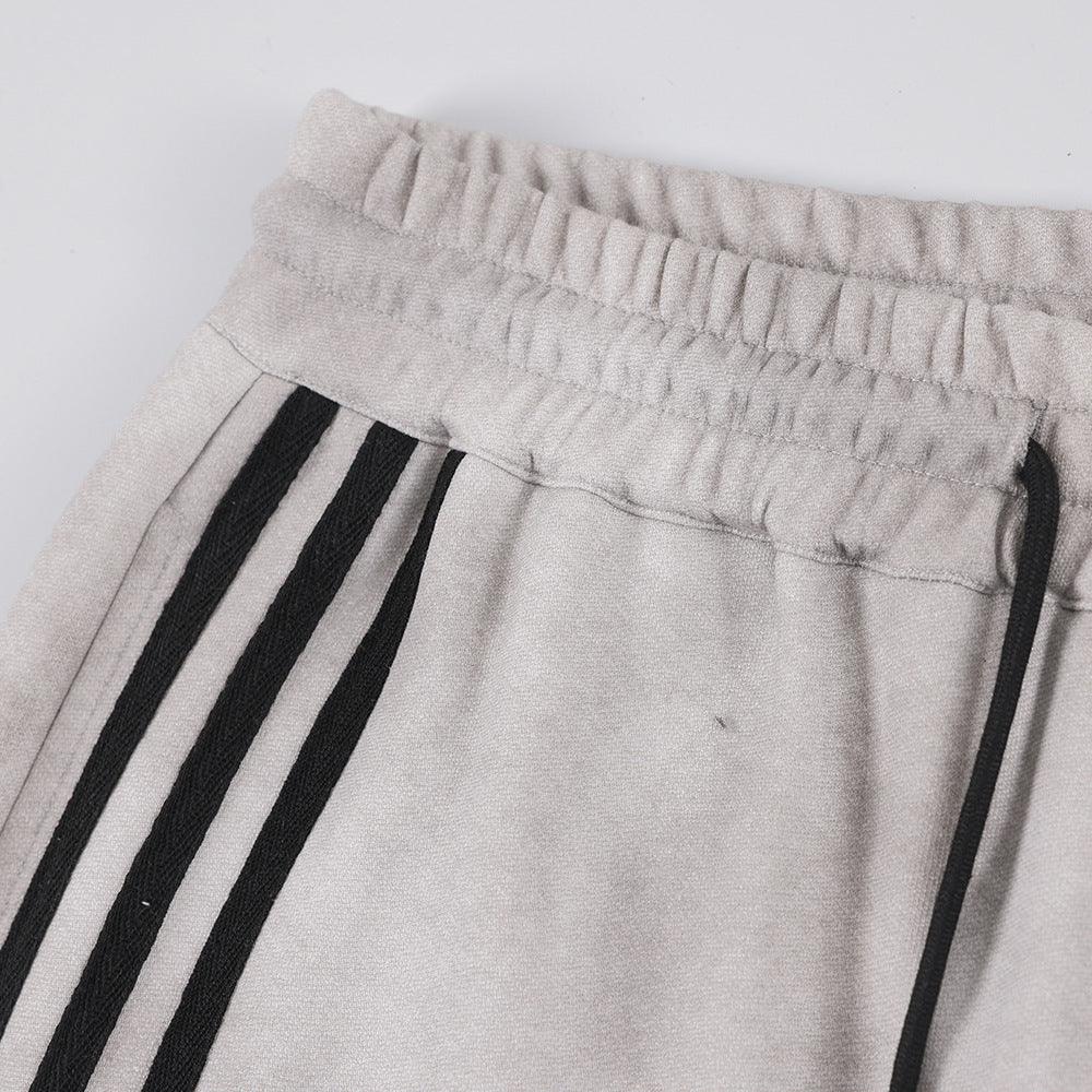 Stitching Fashion Striped Casual Trousers Men