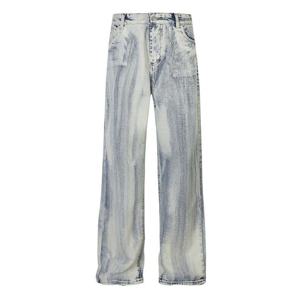 Gradient Denim Straight-leg Trousers Men And Women
