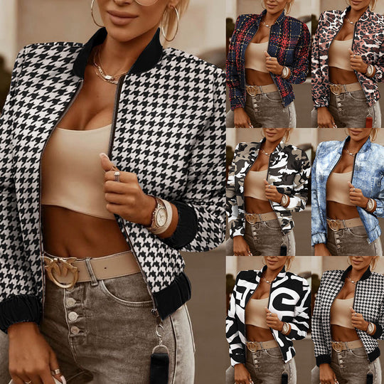 European And American Zipper Decorations Long Sleeve Cardigan Jacket Women