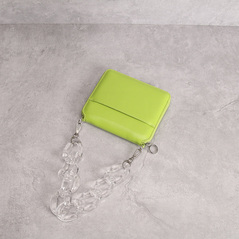 Acrylic transparent chain portable crossbody ladies square bag