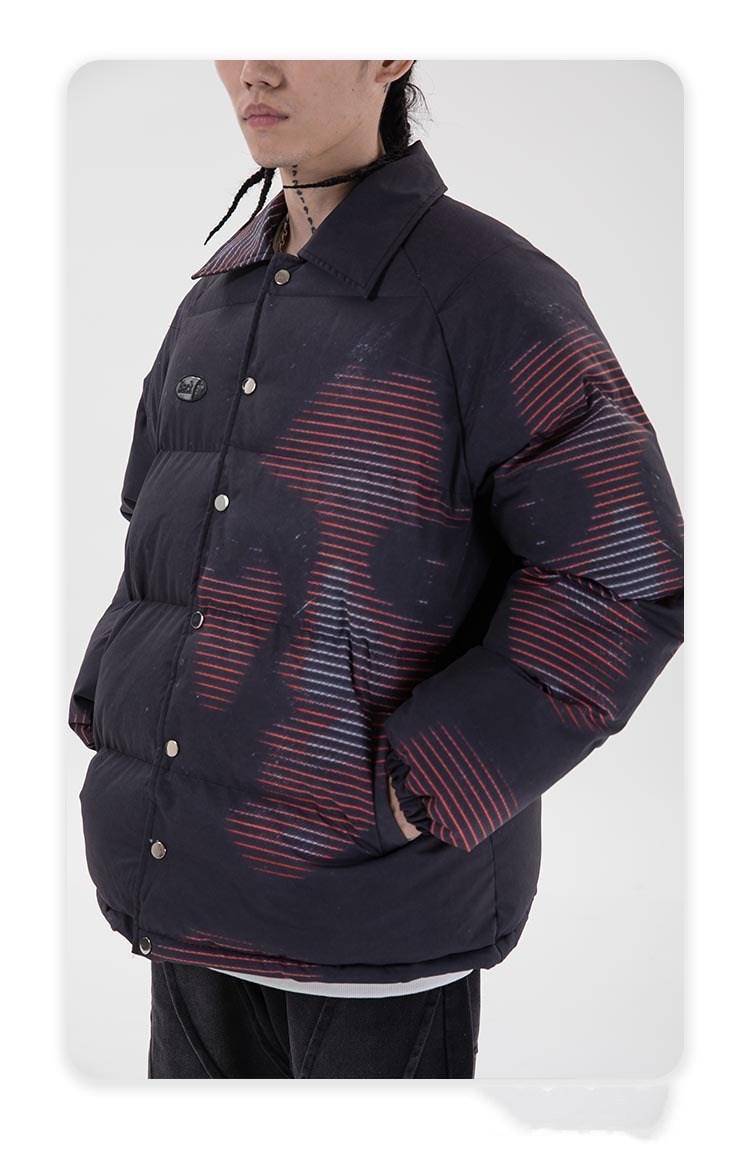 Winter thick loose digital portrait print jacket