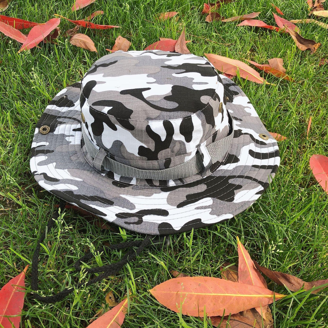 Boonie Hat Beige Broad-brimmed Hat Checked Cloth Men Women Mountaineering Outdoor Double-sided