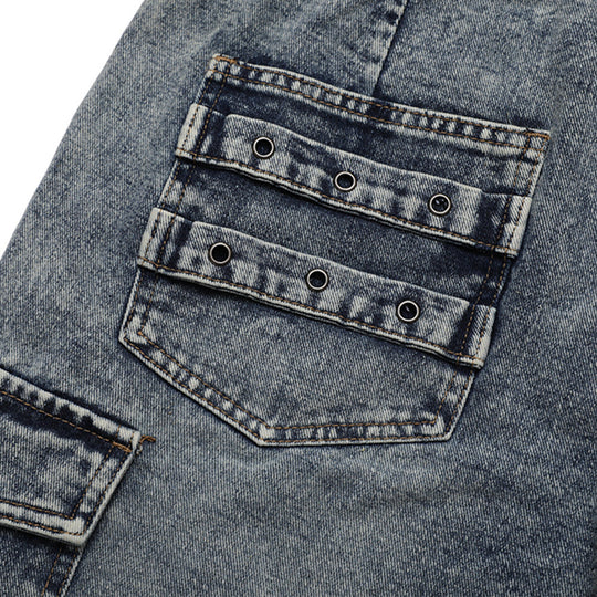Heavy Duty Patchwork Denim Shorts For Men