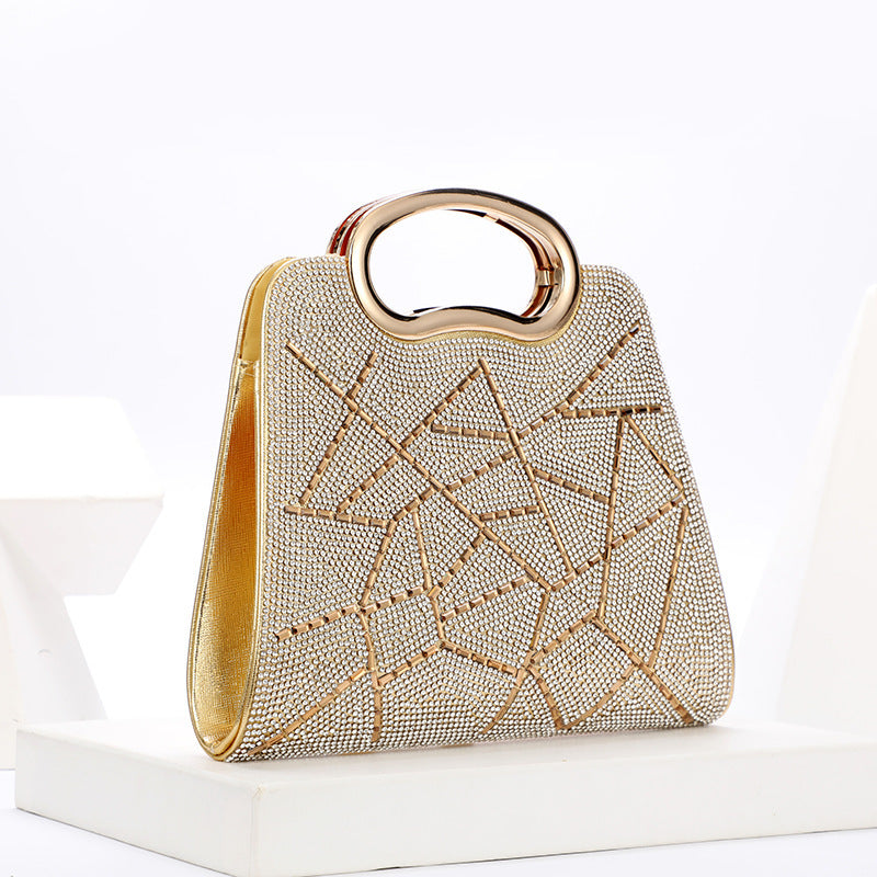 Irregular Stripes Rhinestone Glitter PU Leather Handbag