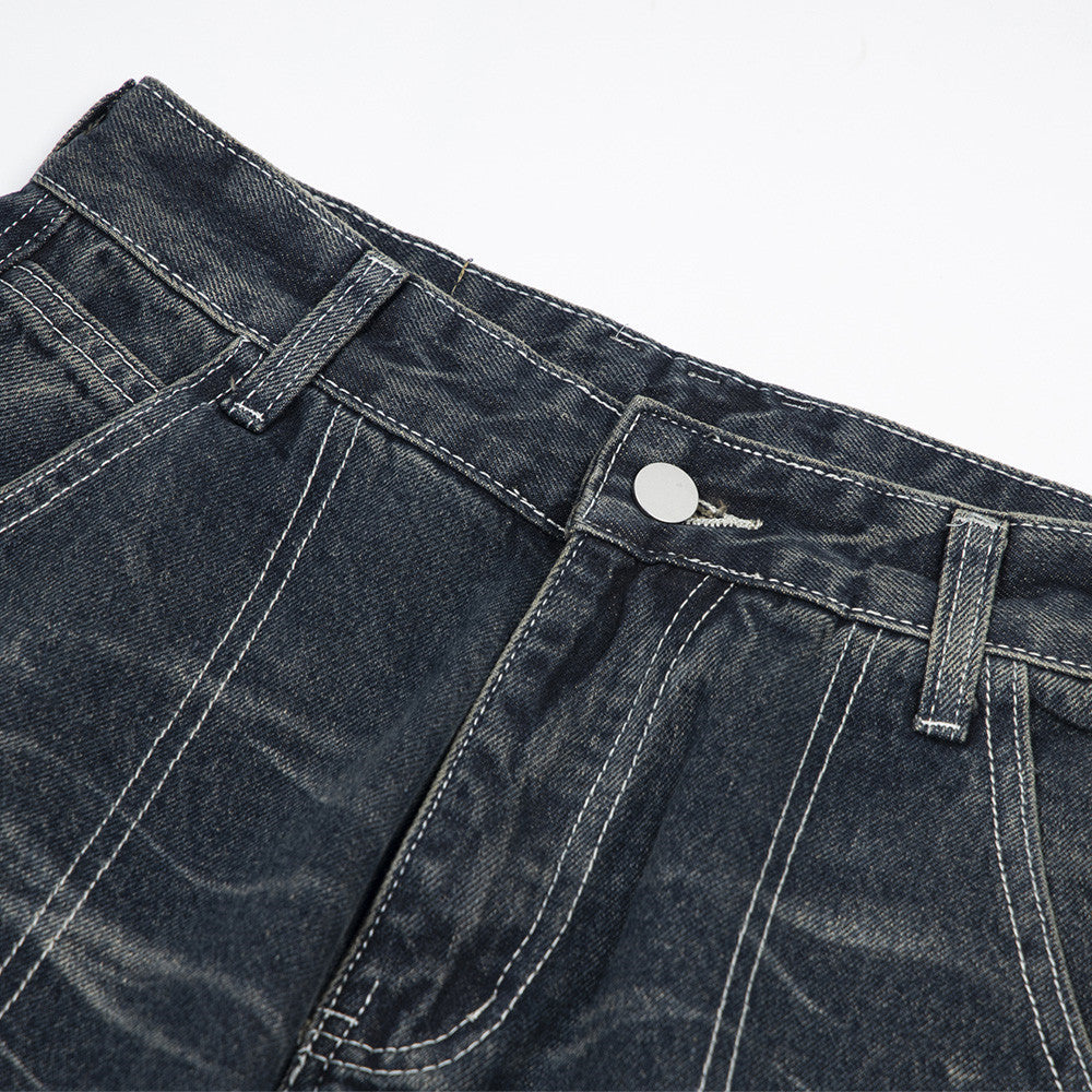 Fashion Retro Loose Denim Trousers Men