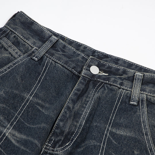 Fashion Retro Loose Denim Trousers Men