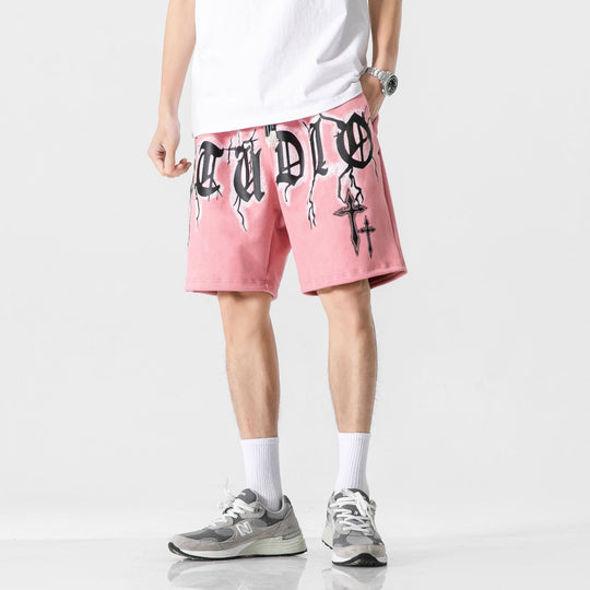 Hip Hop Letter Print Sports Shorts Men Loose Street