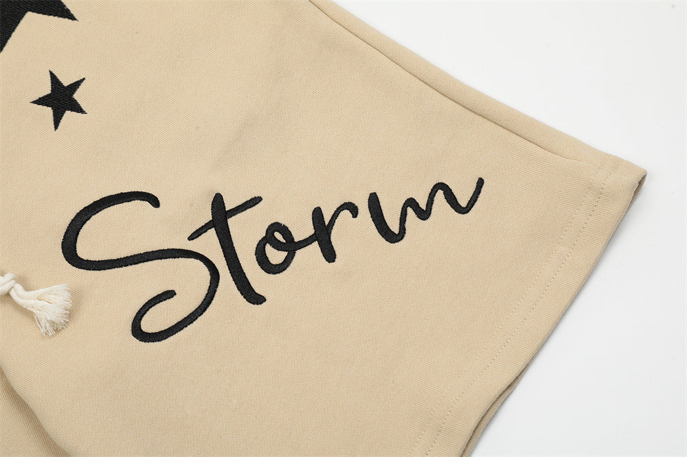 High Street Design Five-pointed Star Embroidered Shorts Men