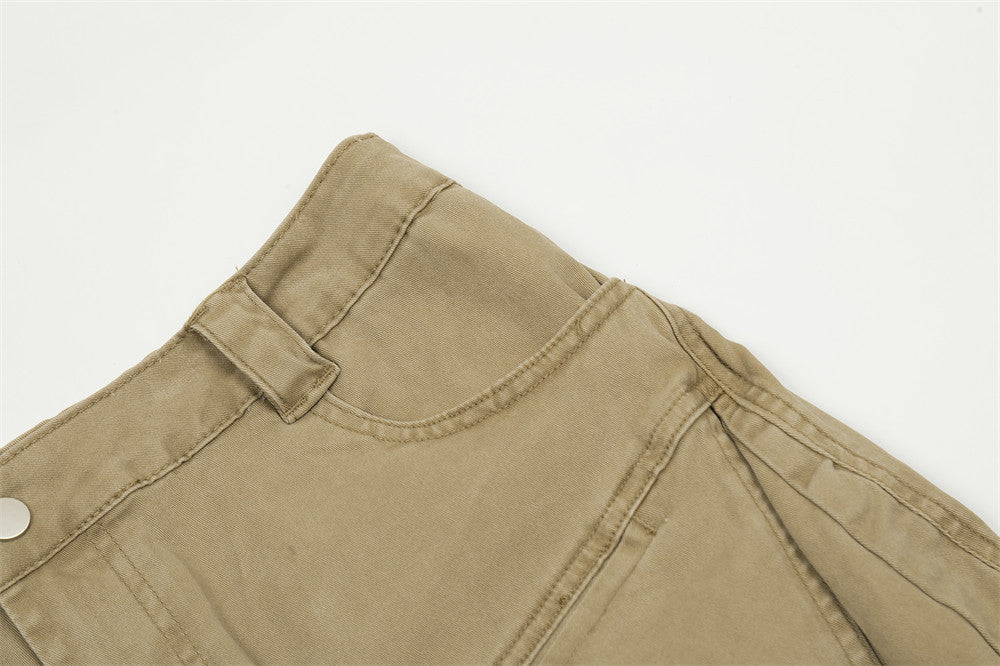Multi-pocket Denim Straight-leg Trousers Men
