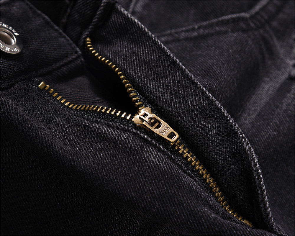 Distressed Wide Leg Denim Trousers For Men
