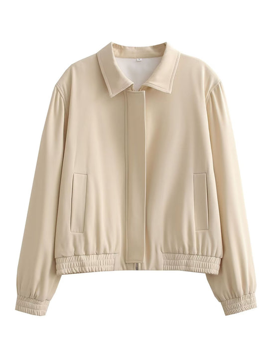 Spring New European And American Style Women's Zipper Lapel Jacket Women