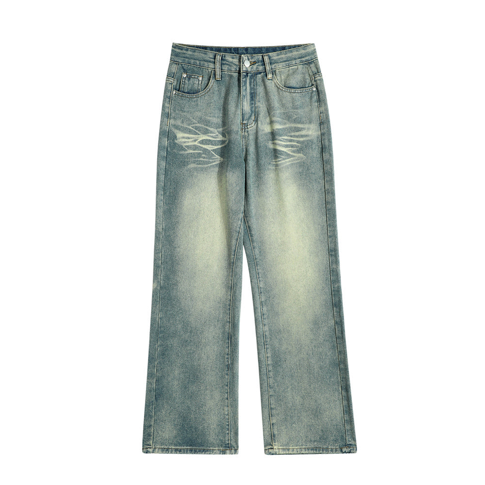 Distressed Raw Edge Denim Trousers For Men