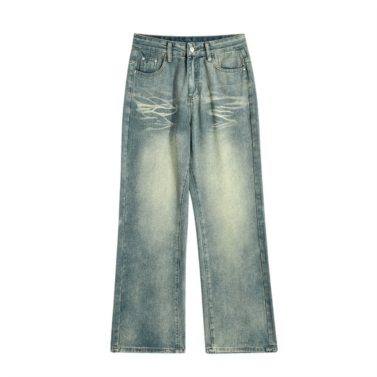 Distressed Raw Edge Denim Trousers For Men