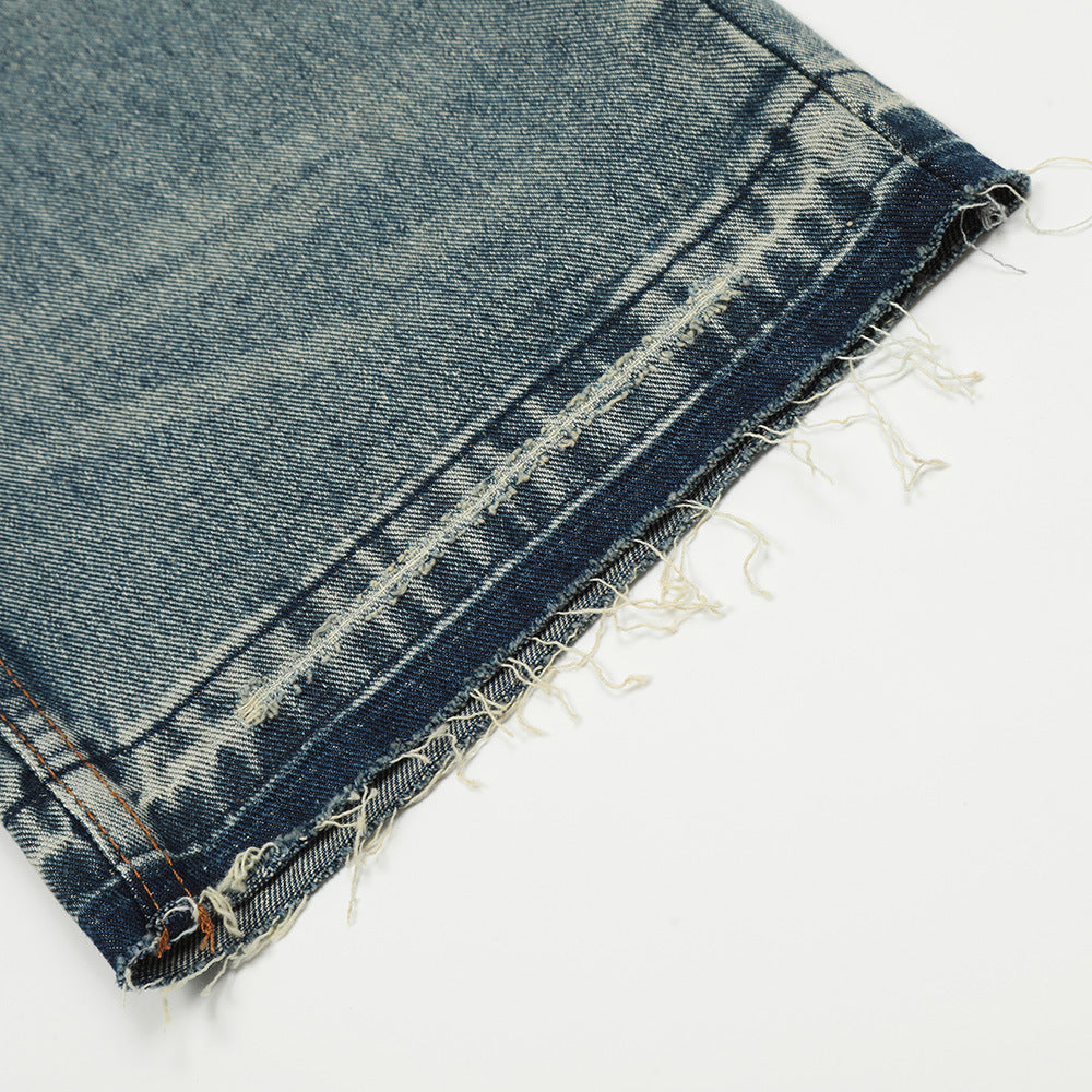Fashion Holes Straight-leg Denim Men Trousers