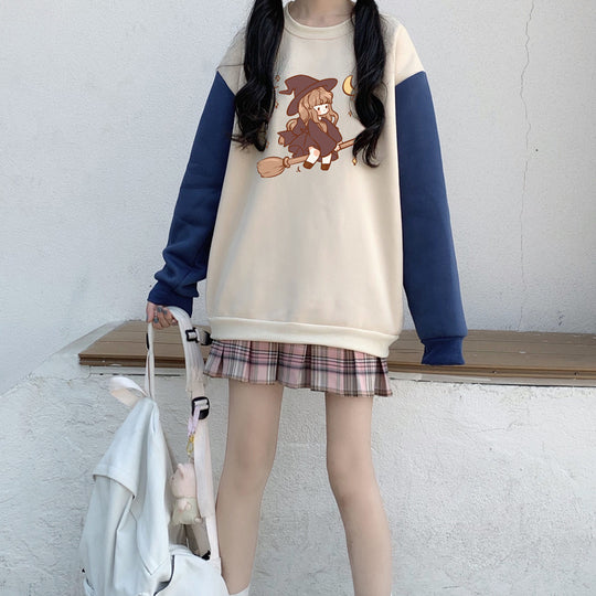 Cute Oversize Sweater Women Loose Plus Velvet Padded Jacket