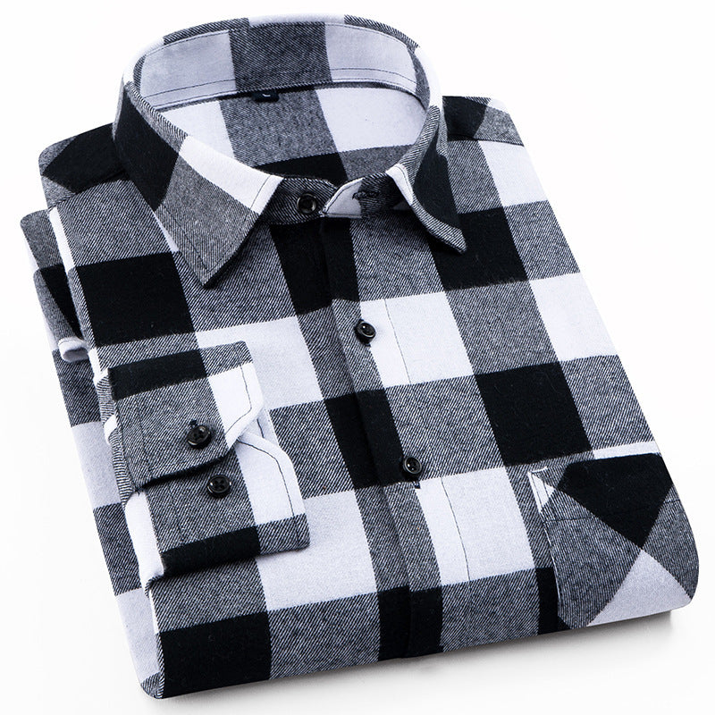 Cotton Brushed Plaid Shirt For Men New Style Cotton