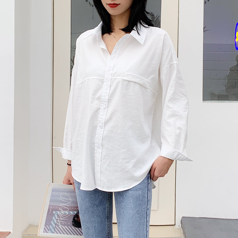Women's shirt jacket loose Hong Kong style shirt women