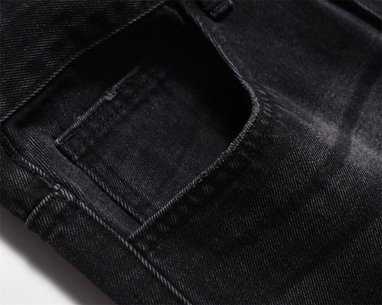 Distressed Wide Leg Denim Trousers For Men