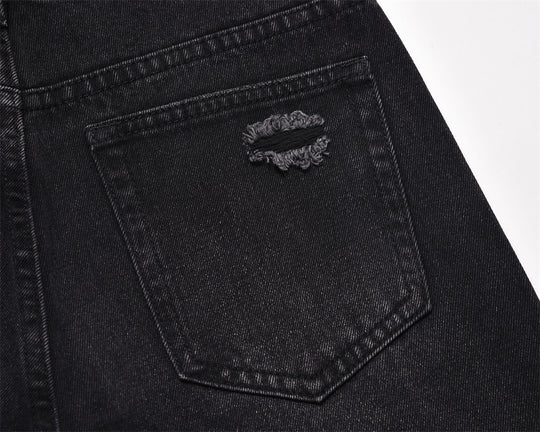 Distressed Wide Leg Denim Trousers For Men