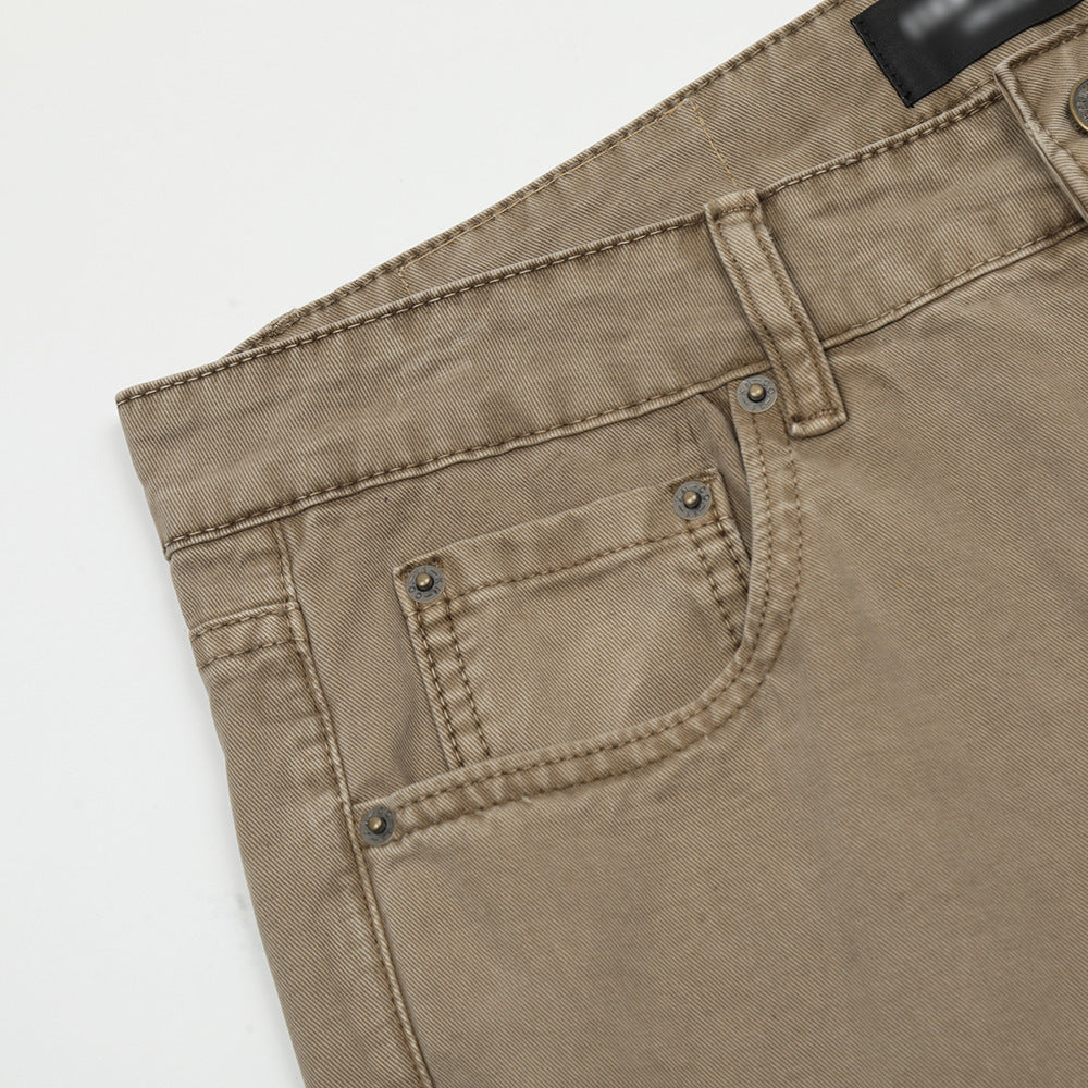 Washed Denim Straight-leg Trousers Men