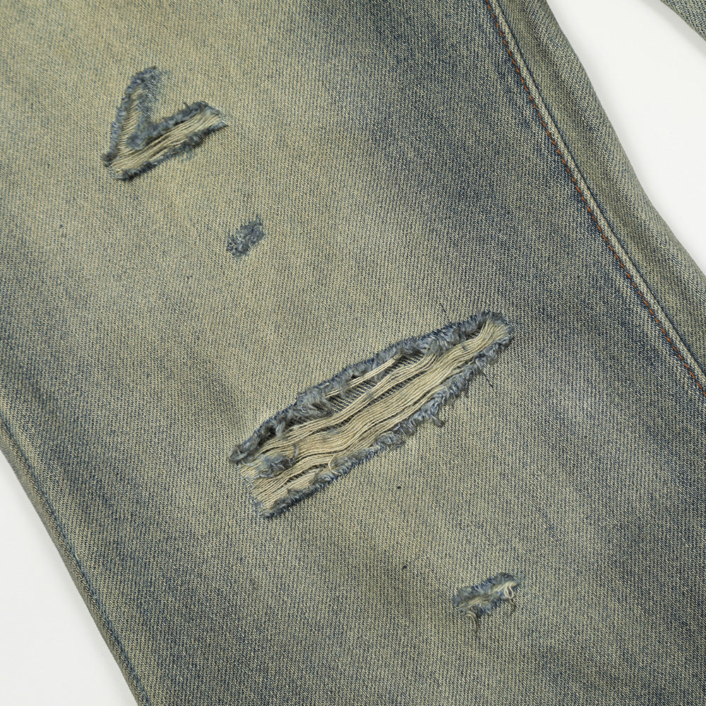 Make Old Ripped Denim Men Trousers