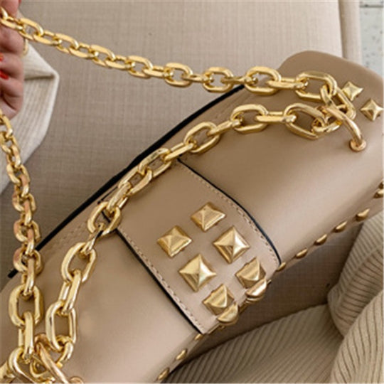 Chain stud shoulder bag
