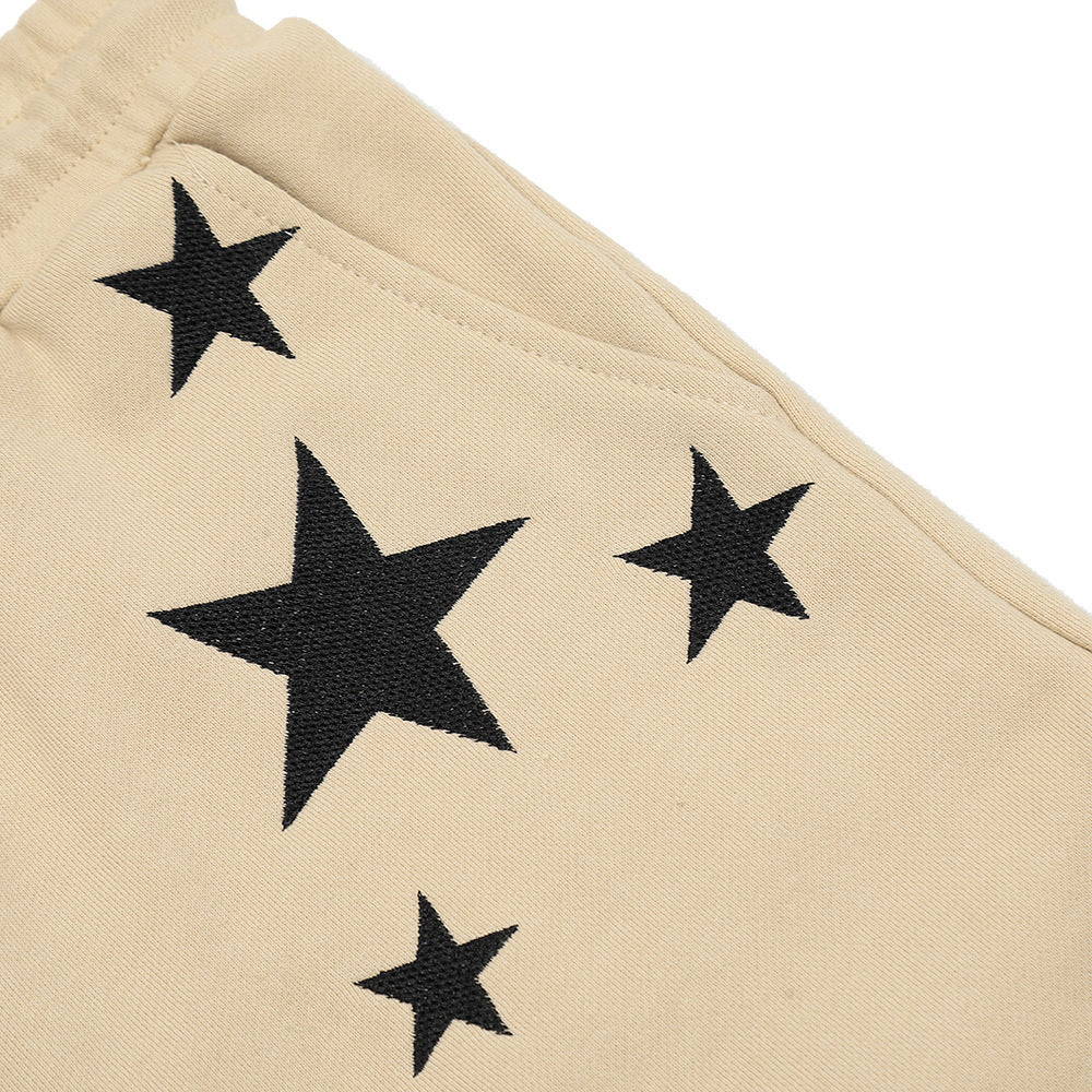 High Street Design Five-pointed Star Embroidered Shorts Men