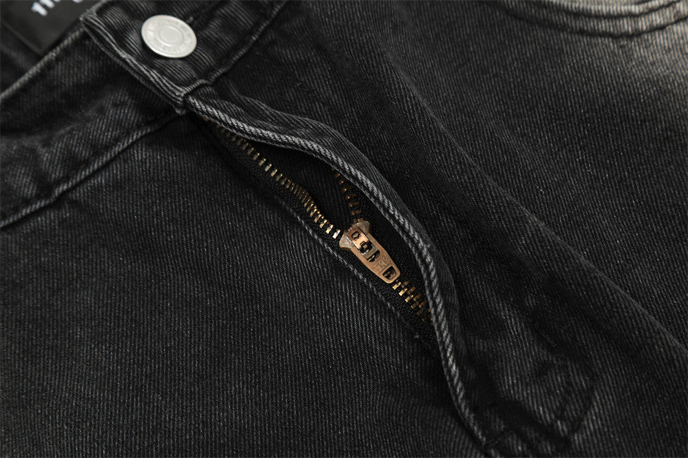 Contrast Color Denim Straight-leg Trousers Men