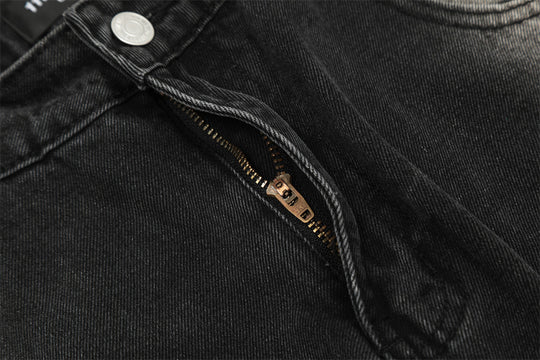 Contrast Color Denim Straight-leg Trousers Men