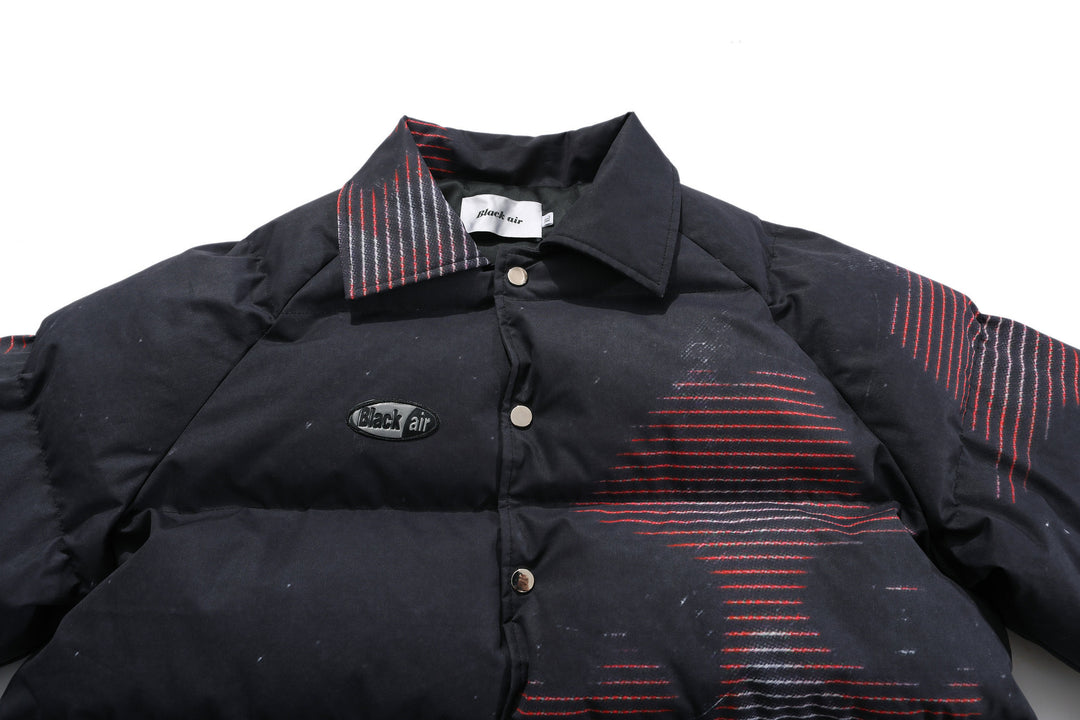 Winter thick loose digital portrait print jacket
