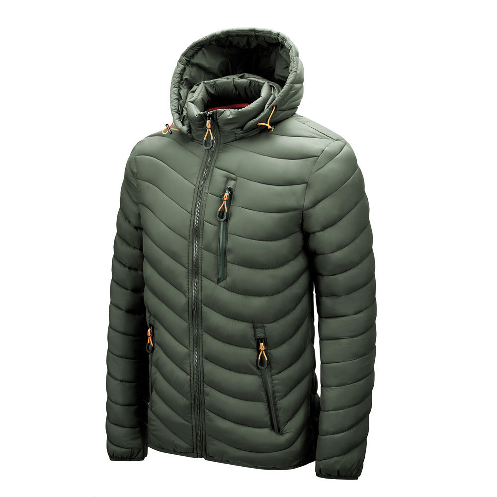 Men's cotton jacket with hooded removable cap cotton jacket autumn and winter men's cotton jacket