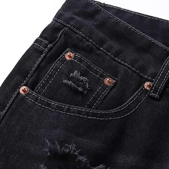 Washing Hole Denim Bootcut Trousers Men