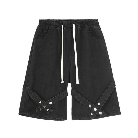 Fashion Tie Personality Denim Shorts Men