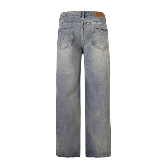 Splash Ink Loose Denim Trousers Men And Women