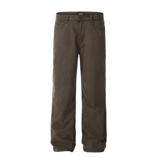 Washed Denim Straight-leg Trousers Men