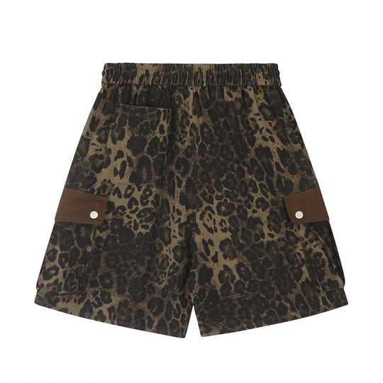 Fashion Leopard Print Cargo Shorts Men
