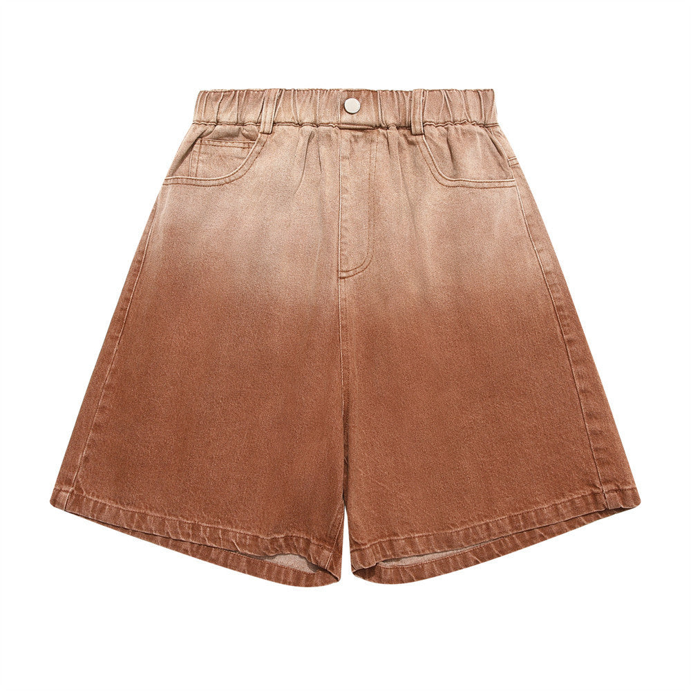 Gradient Hanging Dyed Denim Loose Shorts Men