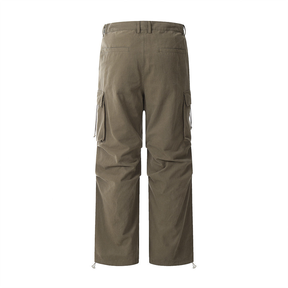 Pleated Paratrooper Tooling Straight-leg Trousers Men