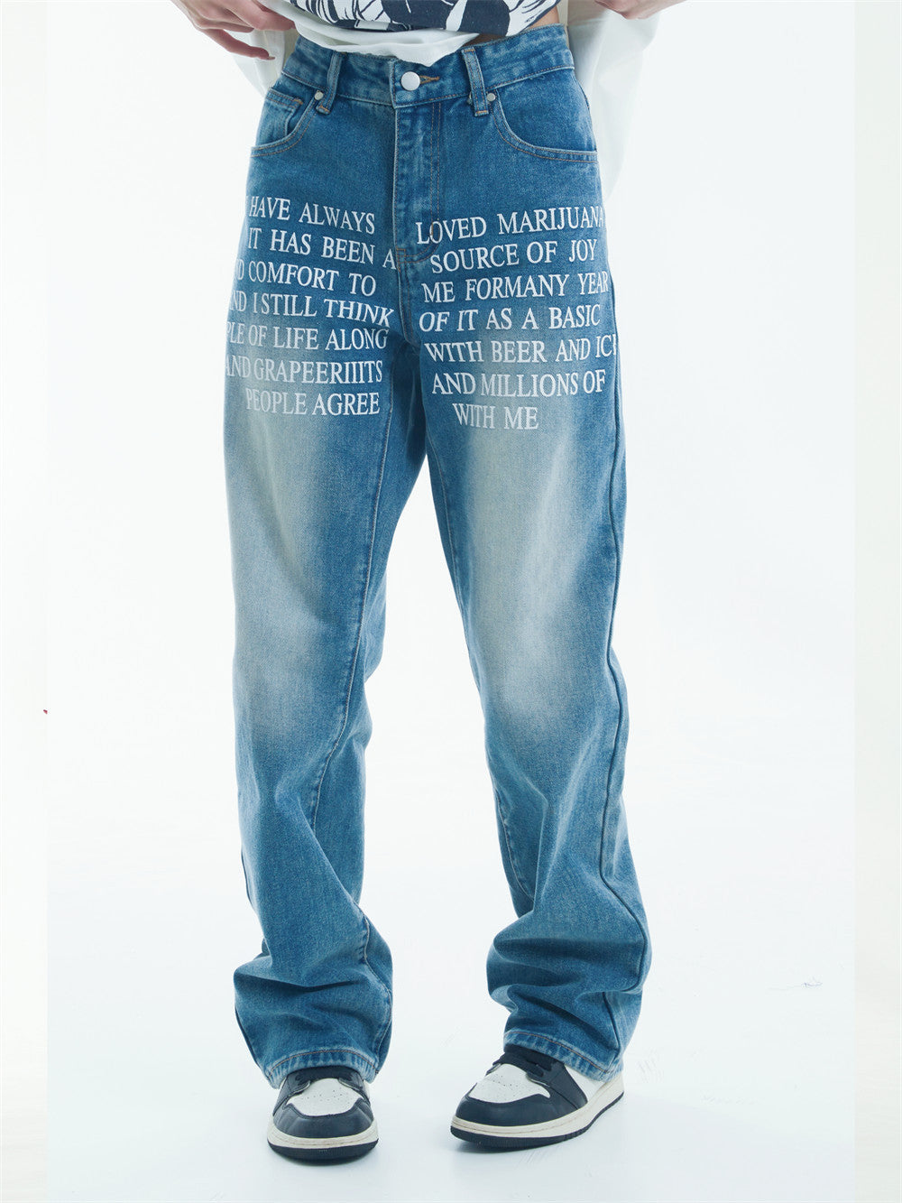 Denim Straight-leg Trousers Men And Women