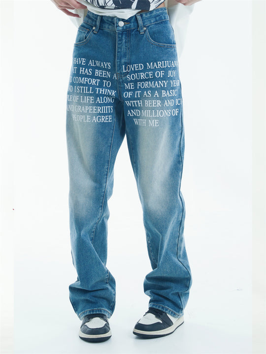 Denim Straight-leg Trousers Men And Women