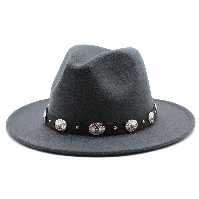 Retro Top Hat With Metal Belt Men And Women Jazz Hat
