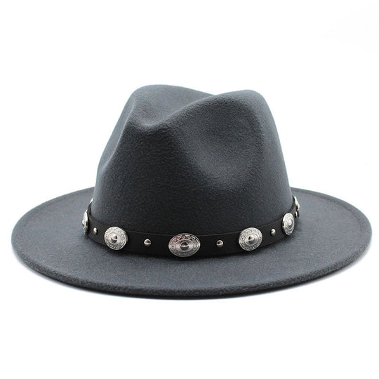 Retro Top Hat With Metal Belt Men And Women Jazz Hat