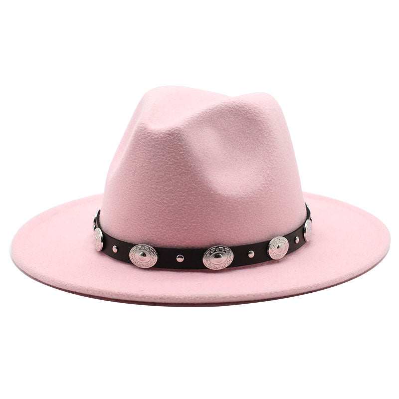 Retro Top Hat With Metal Belt Men And Women Jazz Hat
