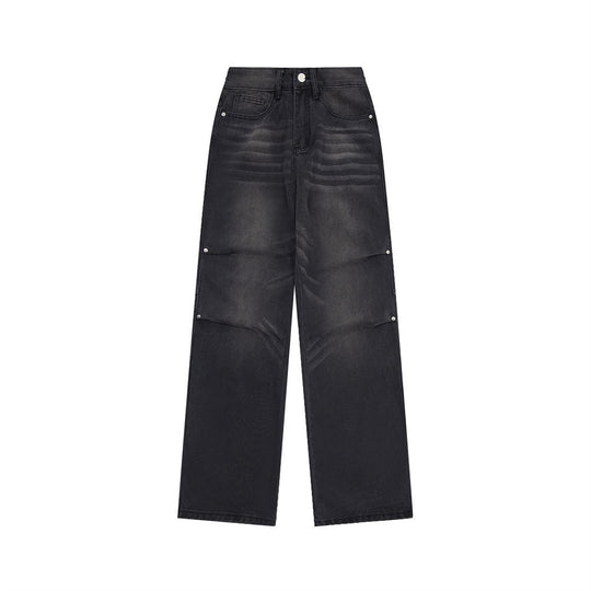 Distressed Washed Denim Loose Trousers For Men