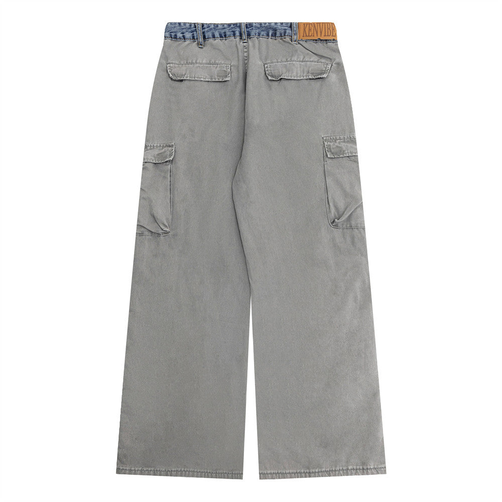 Fashion Men Loose Pockets Straight-leg Trousers