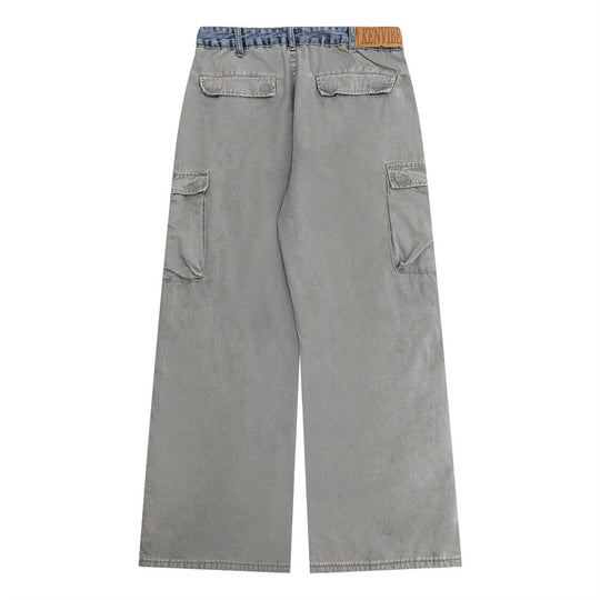 Fashion Men Loose Pockets Straight-leg Trousers