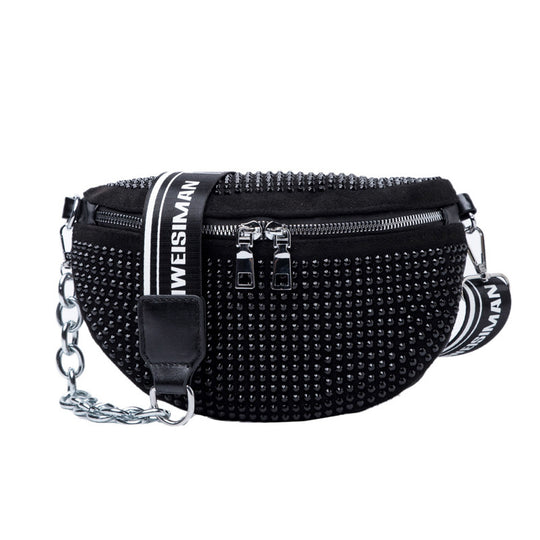 Western Style Rhinestone Crossbody Chest Bag
