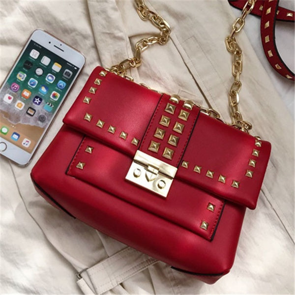 Chain stud shoulder bag