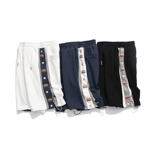 Colorblock Side-breasted Embroidery Casual Five-point Shorts Men