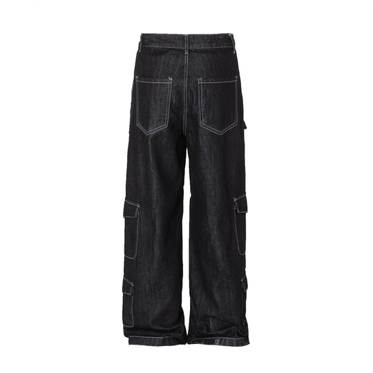 Stylish Multi-pocket Denim Trousers For Men